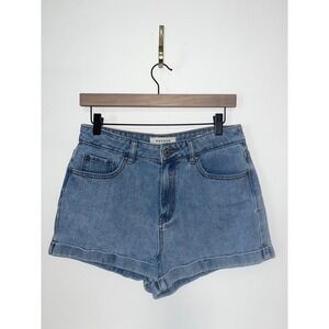 PacSun Womens Mom Short Light Wash Blue High Rise Cuffed Denim Jean Shorts 28